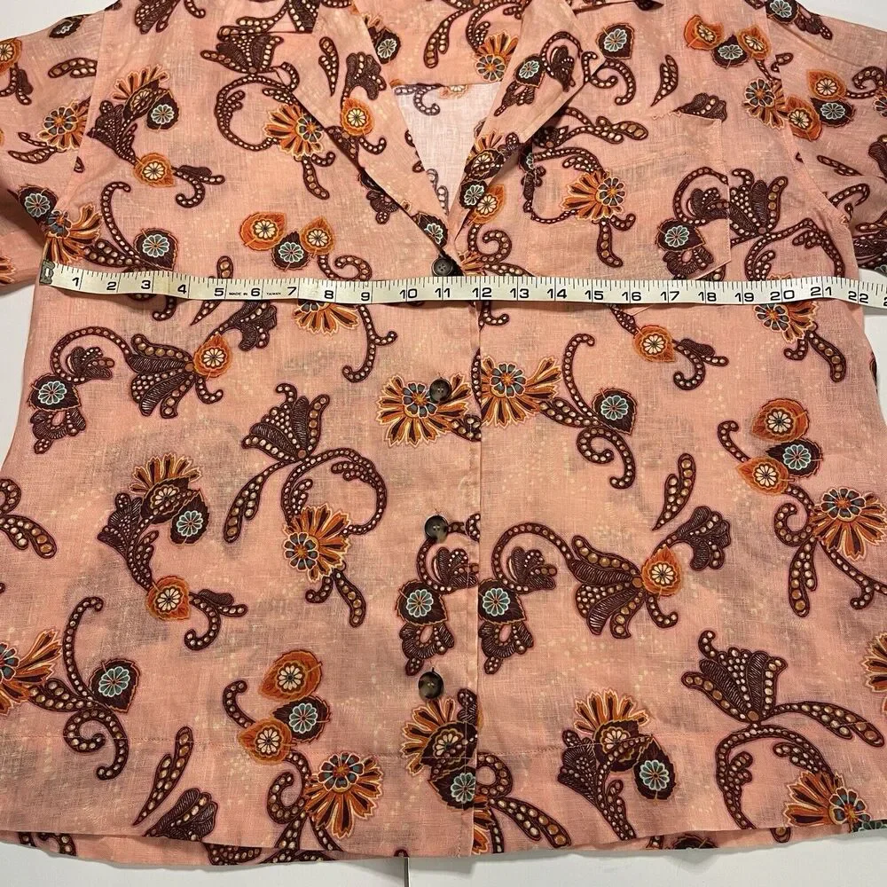 ALC Sullivan Linen Top Oversized Boxy Fit Women Size XS Button Front Lightweight